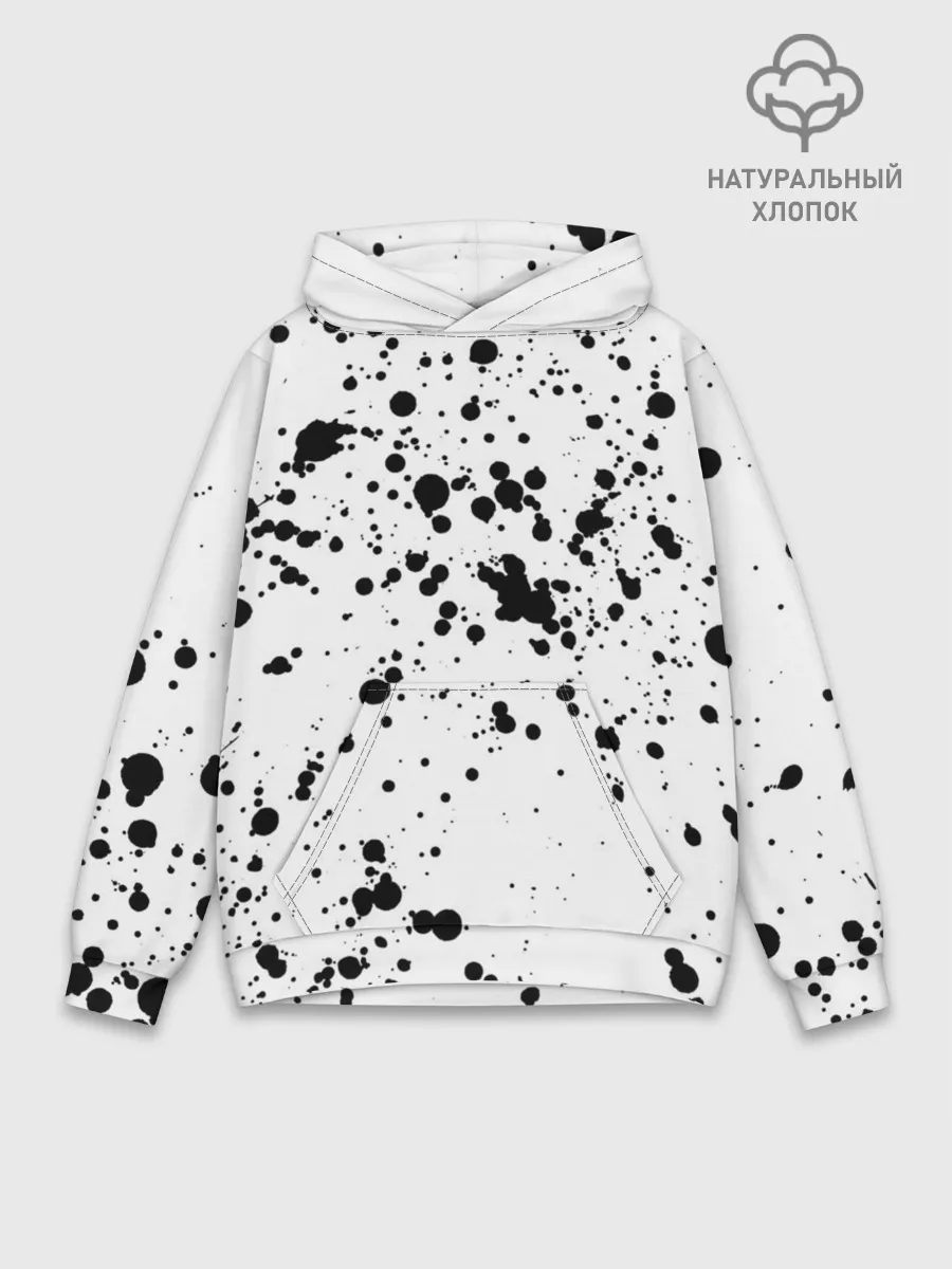 Худи мужской база хлопок / Далматинец - брызги чёрными пятнами