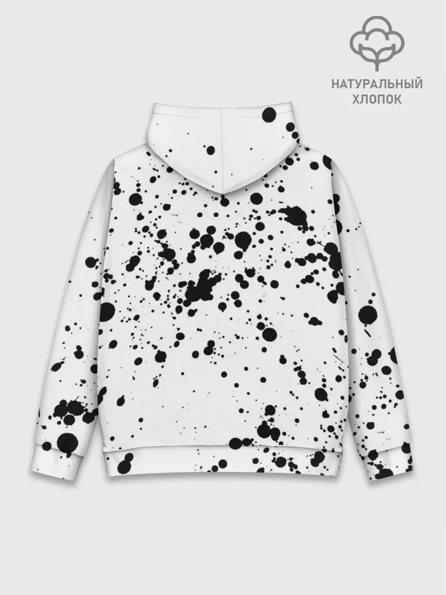 Худи мужской база хлопок / Далматинец - брызги чёрными пятнами