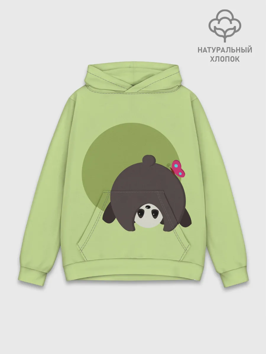 Худи мужской база хлопок / Прикольная панда с бабочкой