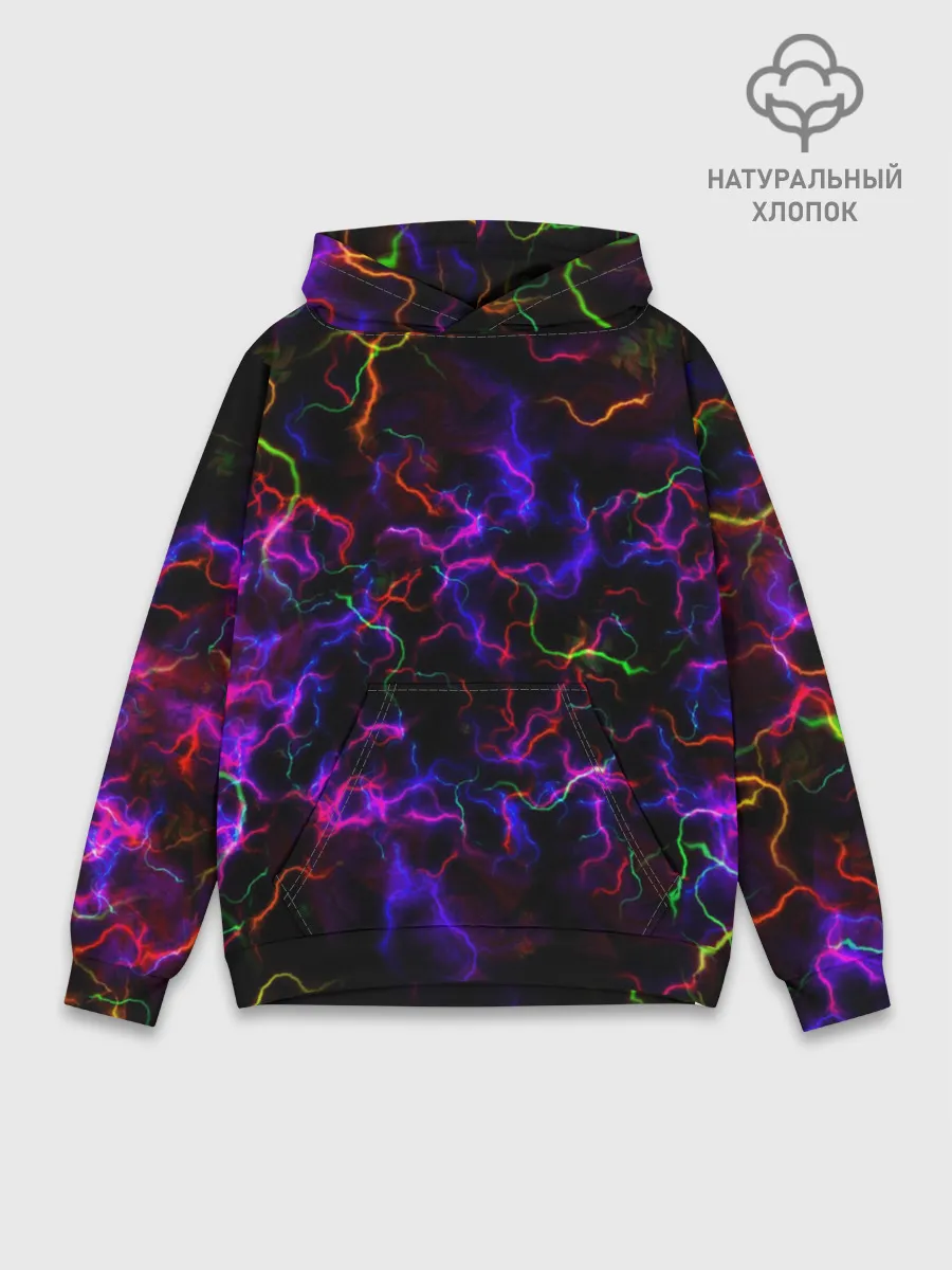 Худи мужской база хлопок / Ночное Грозовое Небо