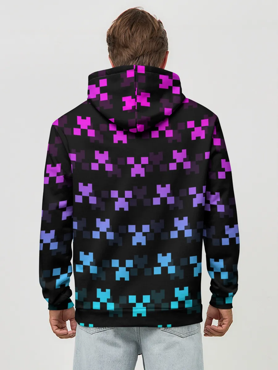 Худи мужской база хлопок / MINECRAFT CREEPER NEON