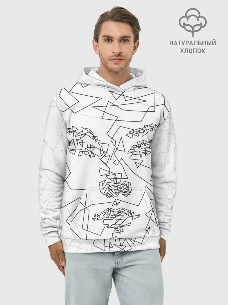 Худи мужской база хлопок / Геометрическое лицо