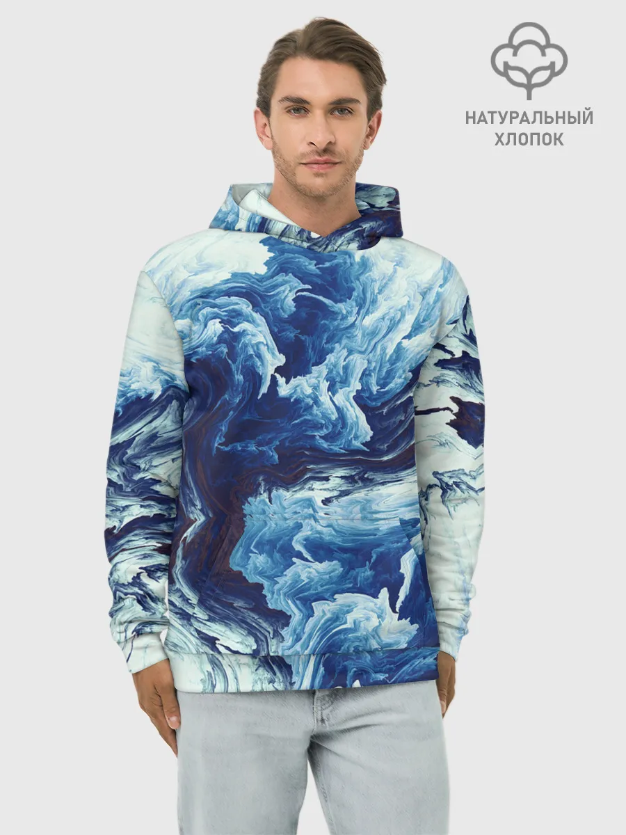 Худи мужской база хлопок / Абстракция смешивание разводы