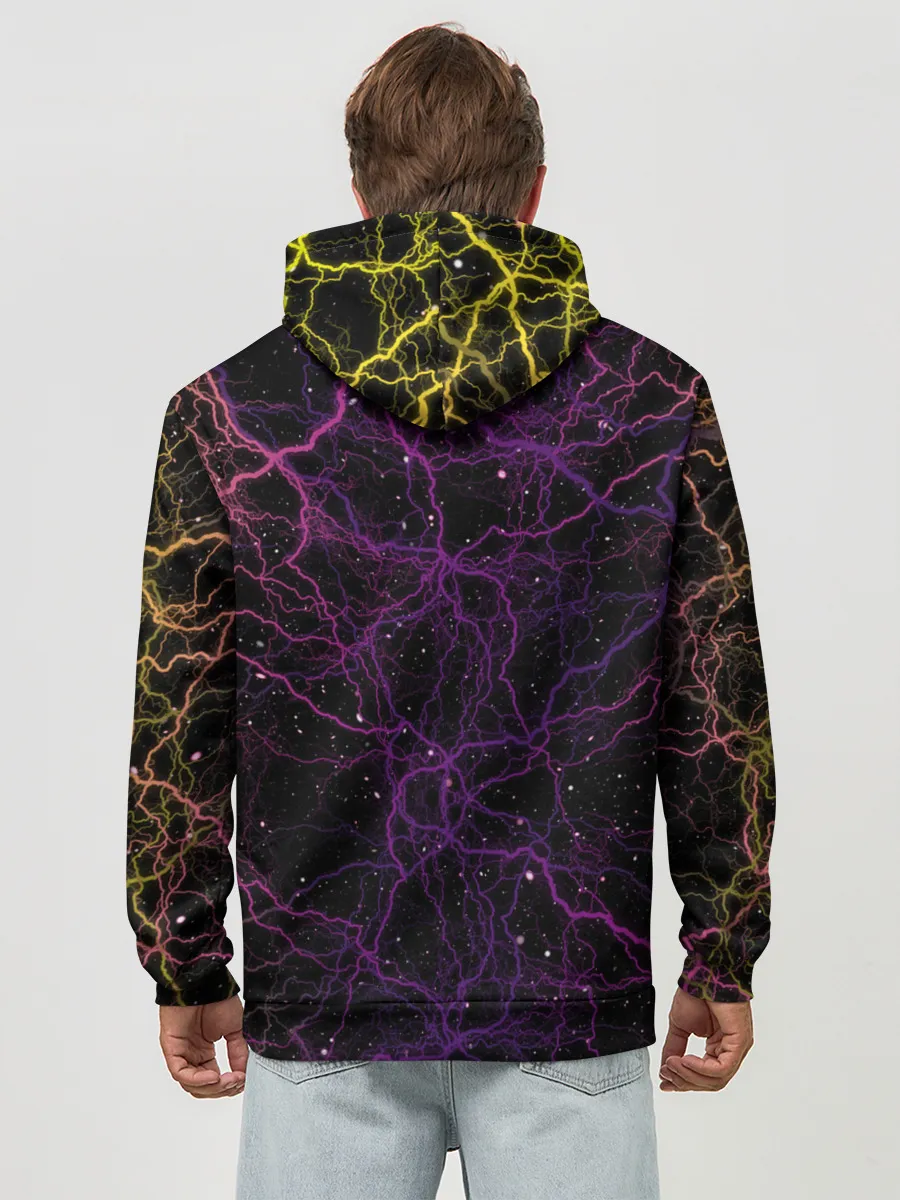 Худи мужской база хлопок / Цветные молнии Пикачу