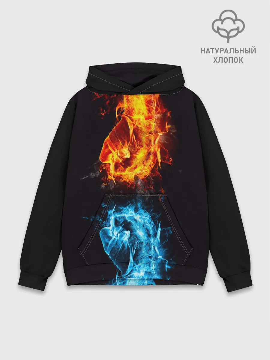 Худи мужской база хлопок / Огонь и Вода