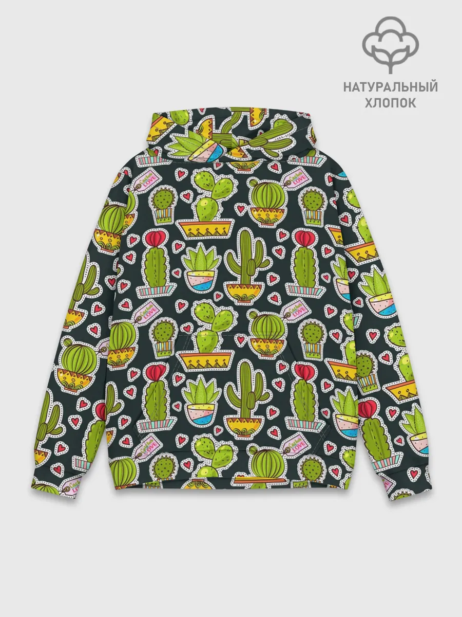 Худи мужской база хлопок / Кактусы