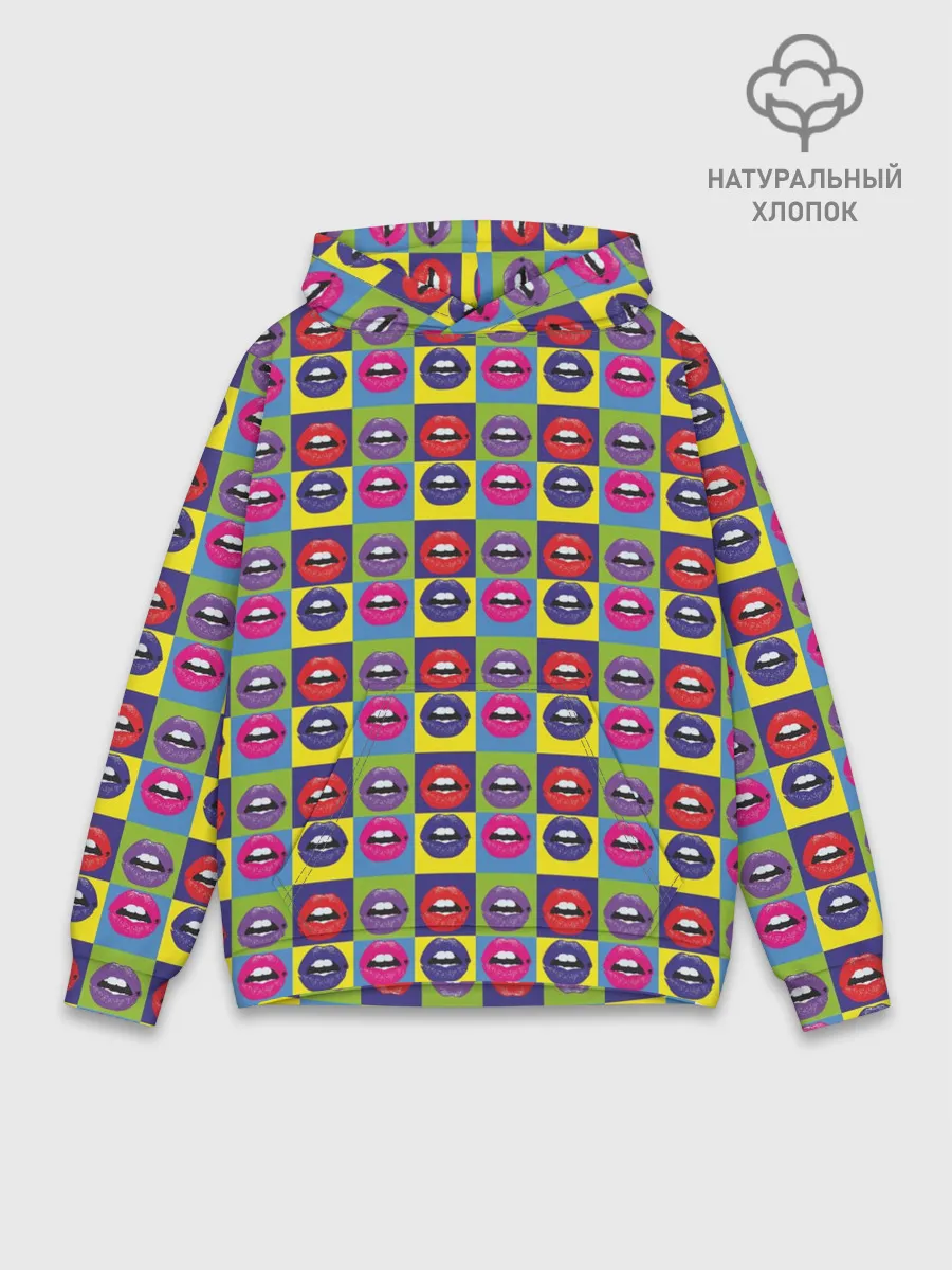 Худи мужской база хлопок / Губы. Поп-арт