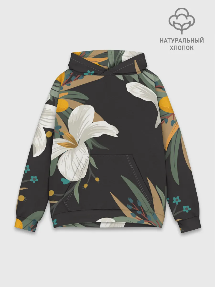 Худи мужской база хлопок / Цветочный арт