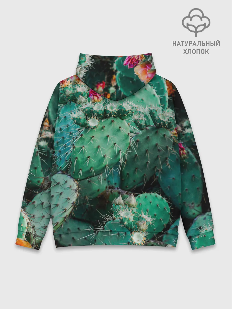 Худи мужской база хлопок / кактусы с цветами реализм