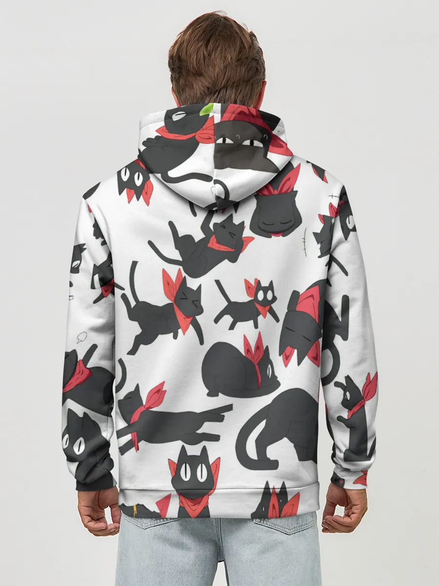 Худи мужской база хлопок / Черный котик