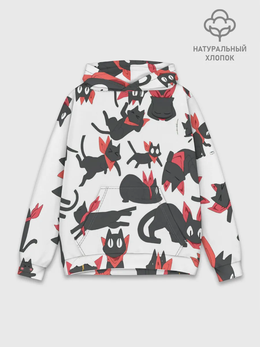 Худи мужской база хлопок / Черный котик