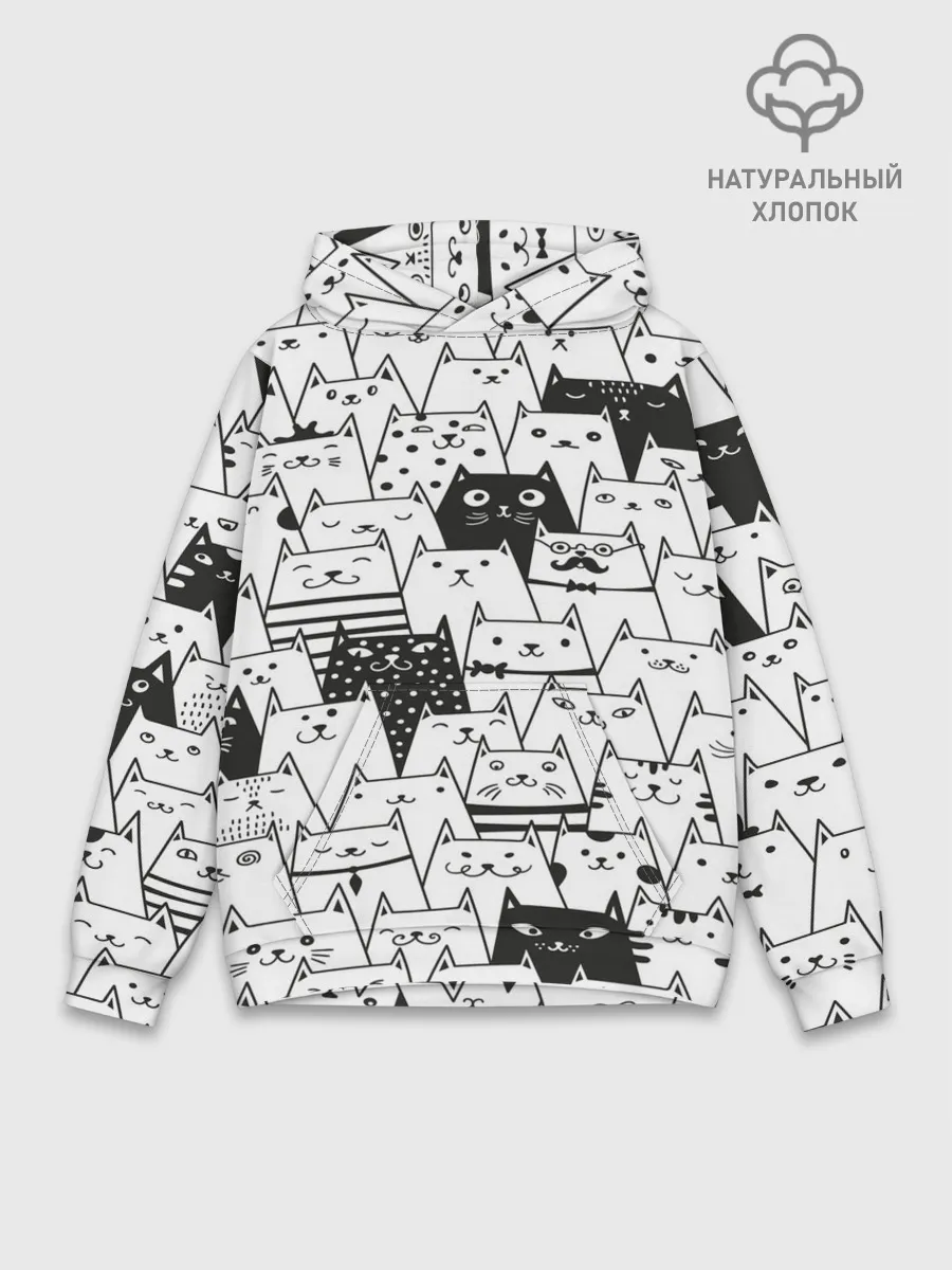 Худи мужской база хлопок / КОТЫ BLACK