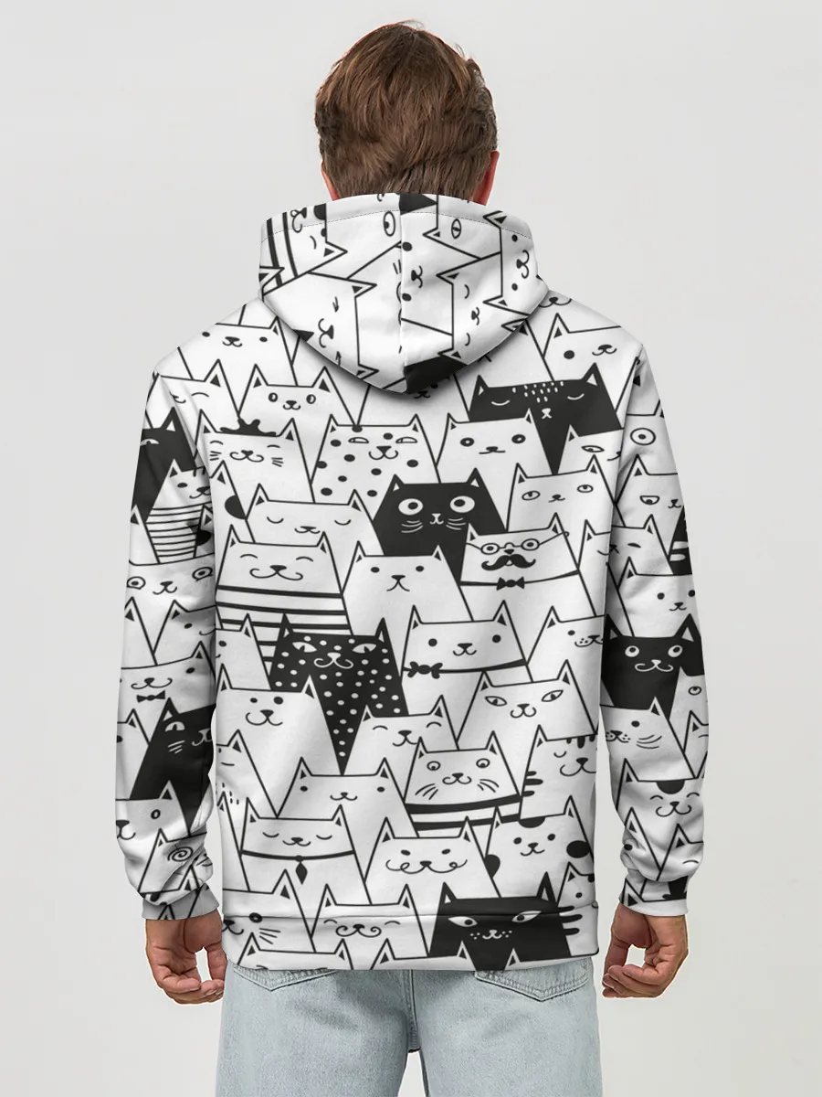 Худи мужской база хлопок / КОТЫ WHITE