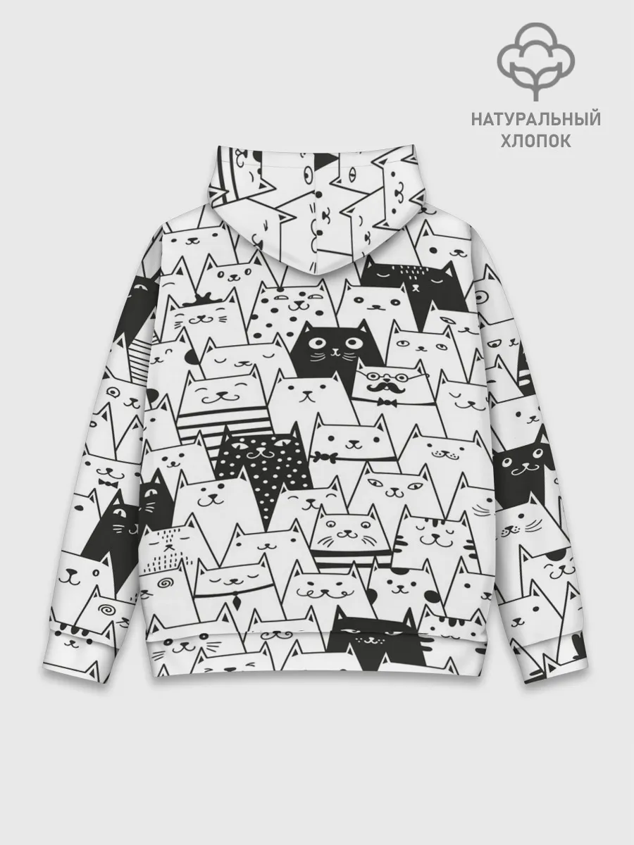 Худи мужской база хлопок / КОТЫ WHITE