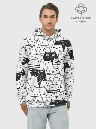 Худи мужской база хлопок / КОТЫ WHITE