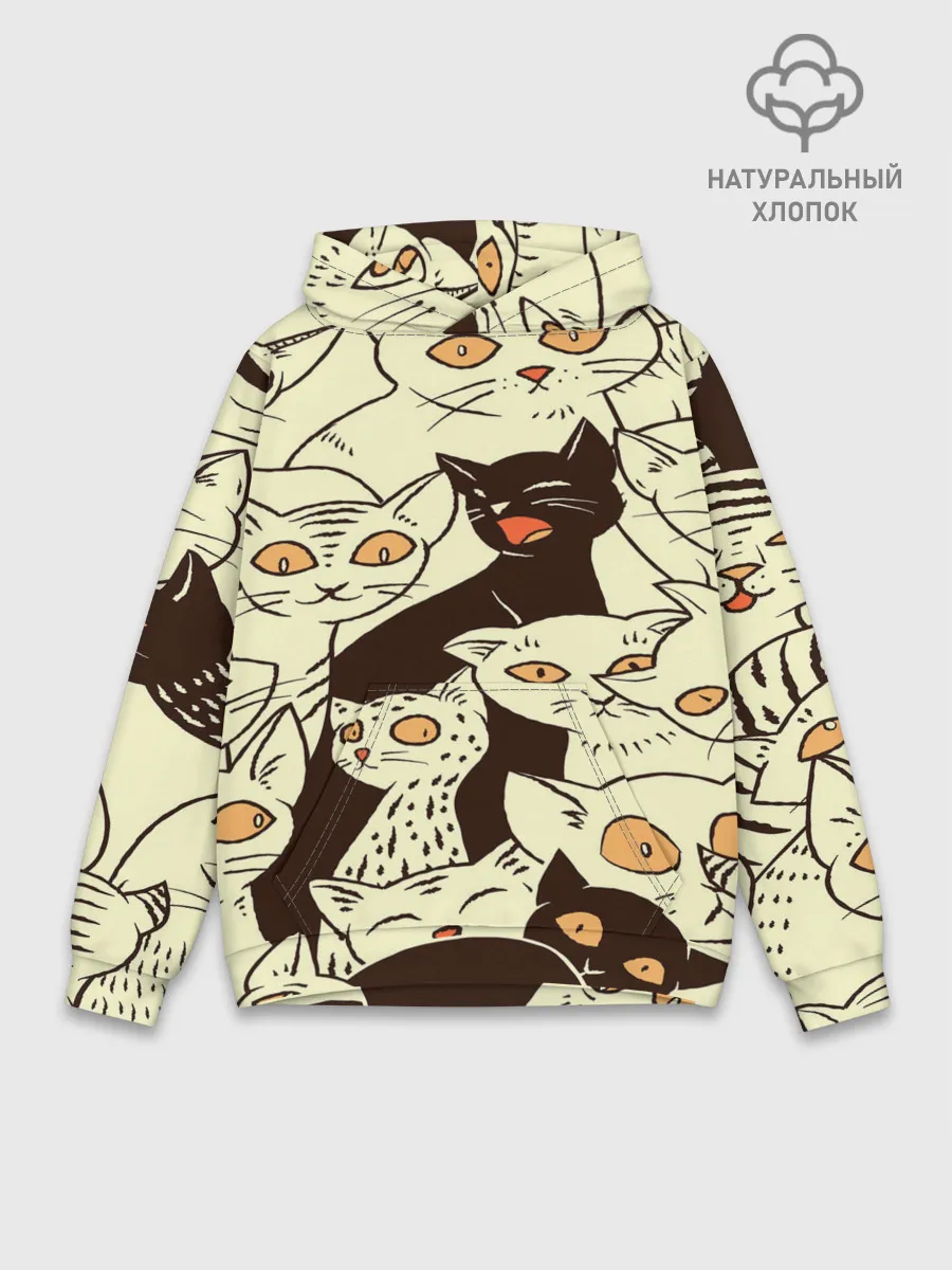 Худи мужской база хлопок / КОТЯТА ПАТТЕРН