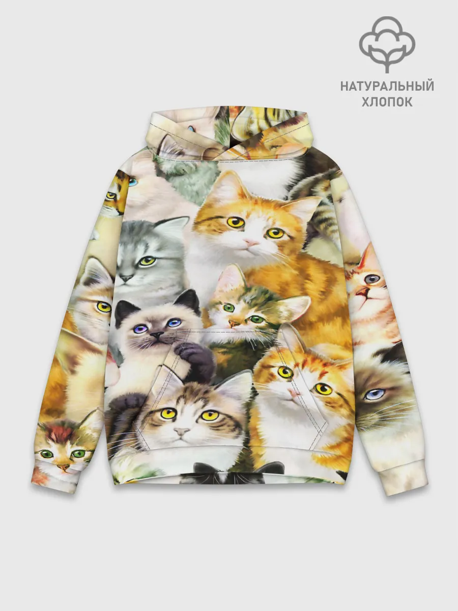 Худи мужской база хлопок / КОТЫ