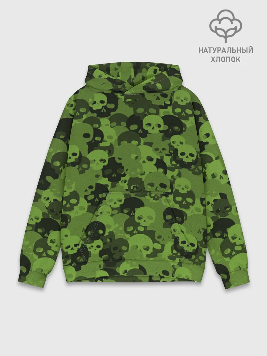 Худи мужской база хлопок / Камуфляж Черепа | Текстура