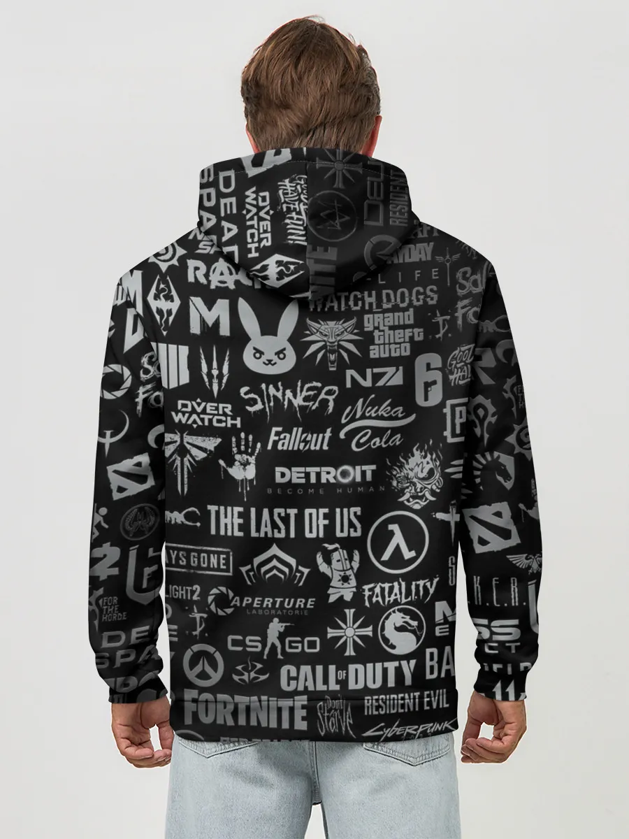 Худи мужской база хлопок / ЛОГОТИПЫ ИГР / LOGO GAMES