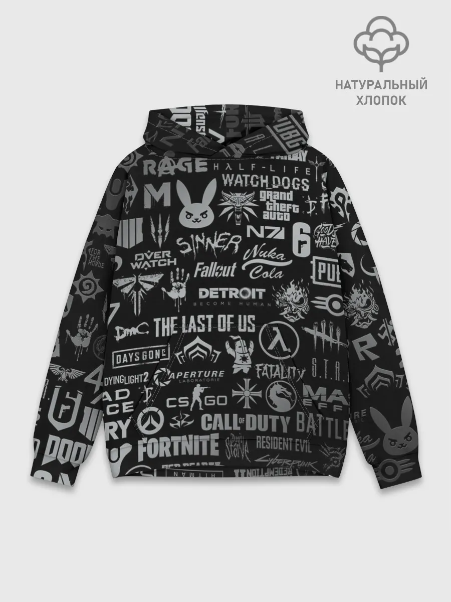 Худи мужской база хлопок / ЛОГОТИПЫ ИГР / LOGO GAMES