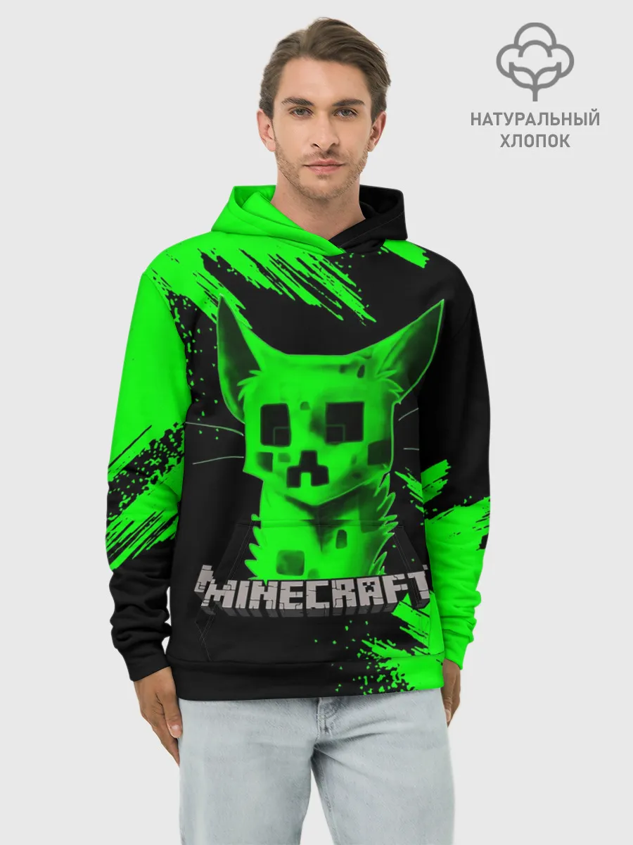 Худи мужской база хлопок / MINECRAFT CREEPER CAT