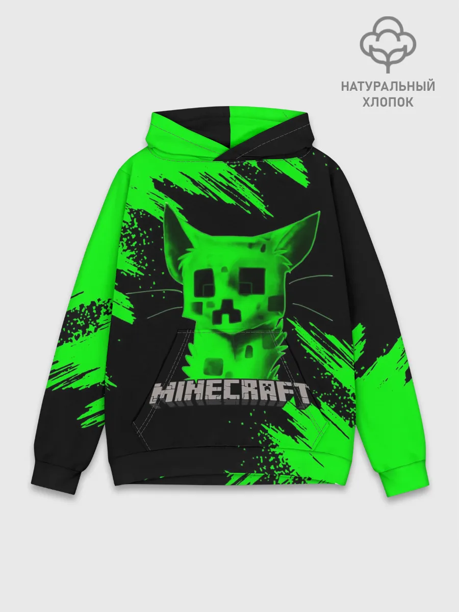 Худи мужской база хлопок / MINECRAFT CREEPER CAT