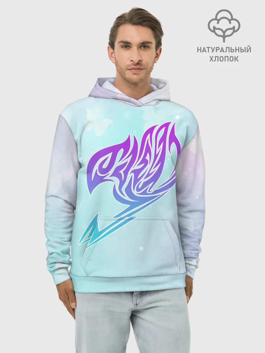 Худи мужской база хлопок / Хвост Феи радужный фон