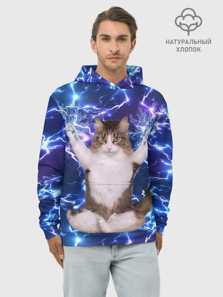 Худи мужской база хлопок / Грозовой Котик