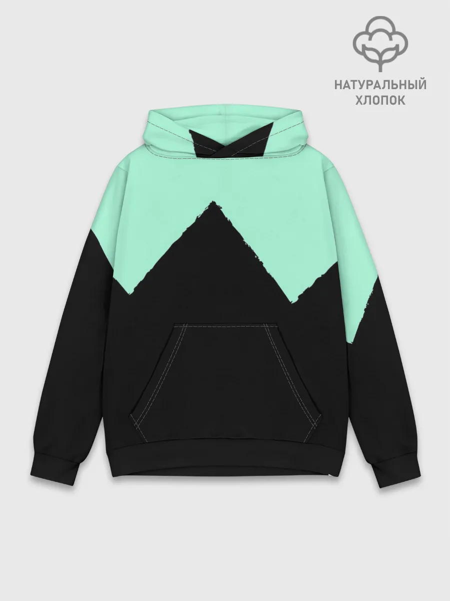 Худи мужской база хлопок / неровные зубья черный мятный