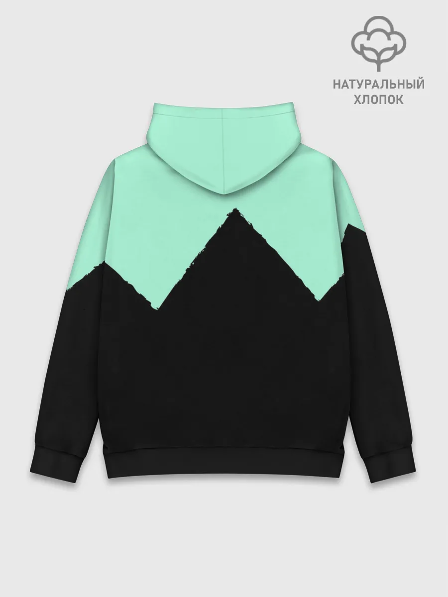 Худи мужской база хлопок / неровные зубья черный мятный