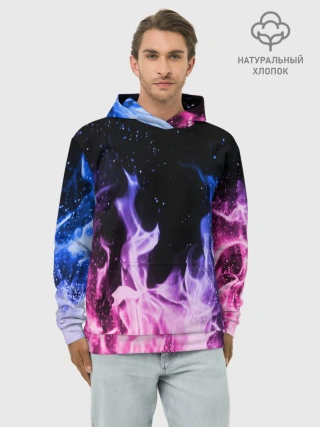 Худи мужской база хлопок / НЕОНОВЫЙ ОГОНЬ