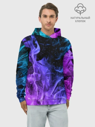 Худи мужской база хлопок / ОГОНЬ НЕОН