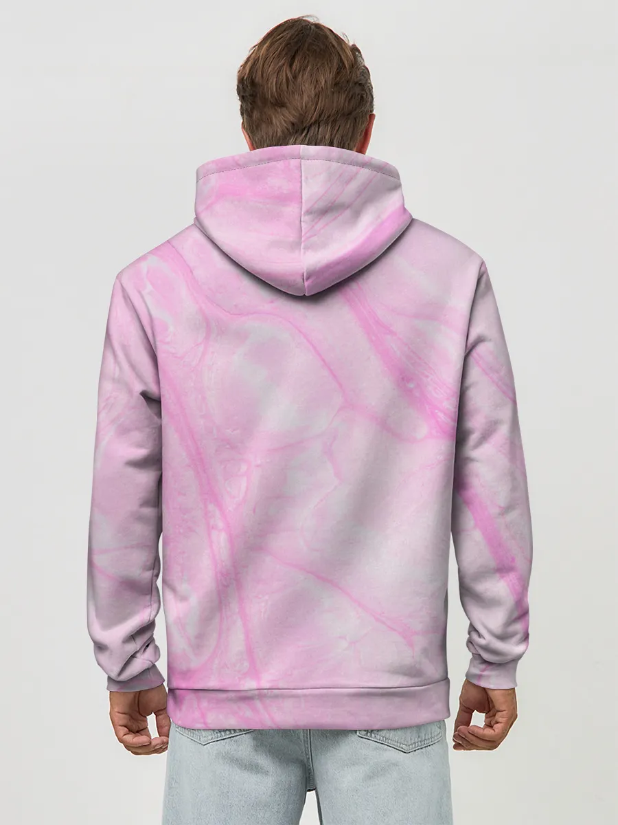 Худи мужской база хлопок / розовые разводы краска зефир