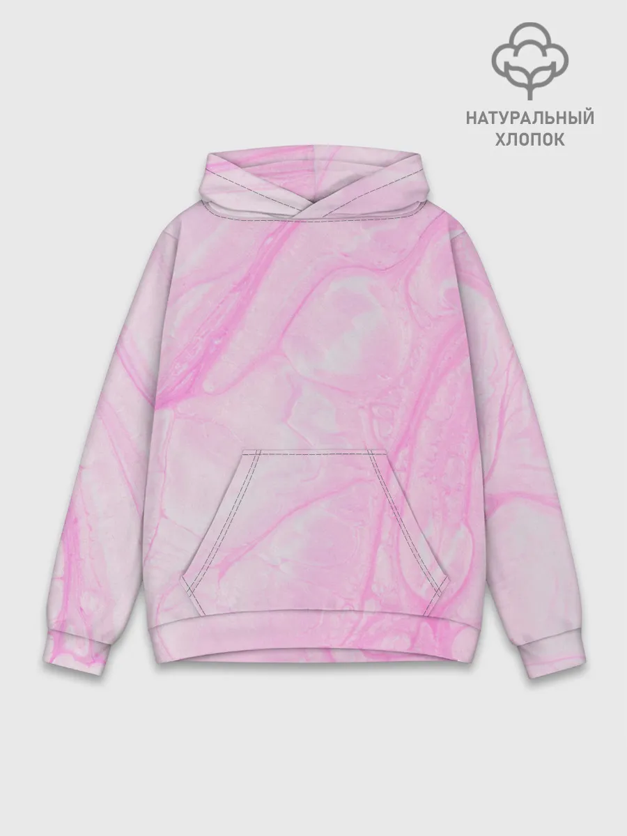 Худи мужской база хлопок / розовые разводы краска зефир