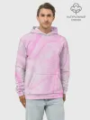 Худи мужской база хлопок / розовые разводы краска зефир