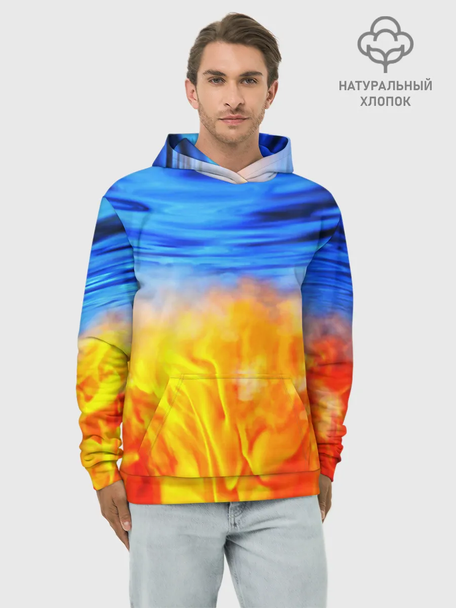 Худи мужской база хлопок / ЛЕД И ПЛАМЯ