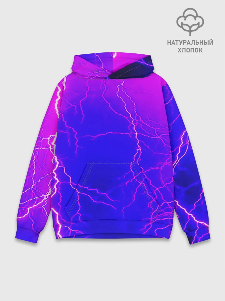 Худи мужской база хлопок / НЕОНОВАЯ МОЛНИЯ