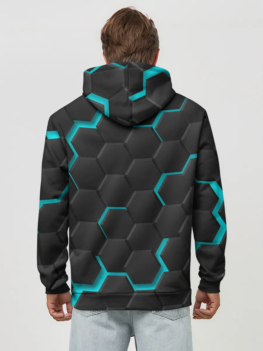 Худи мужской база хлопок / Хвост Феи голубые соты