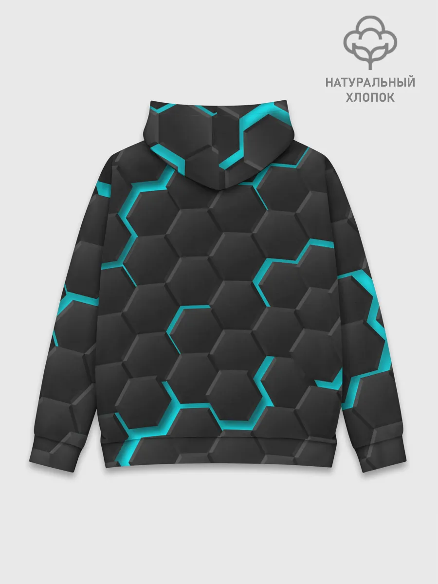 Худи мужской база хлопок / Хвост Феи голубые соты