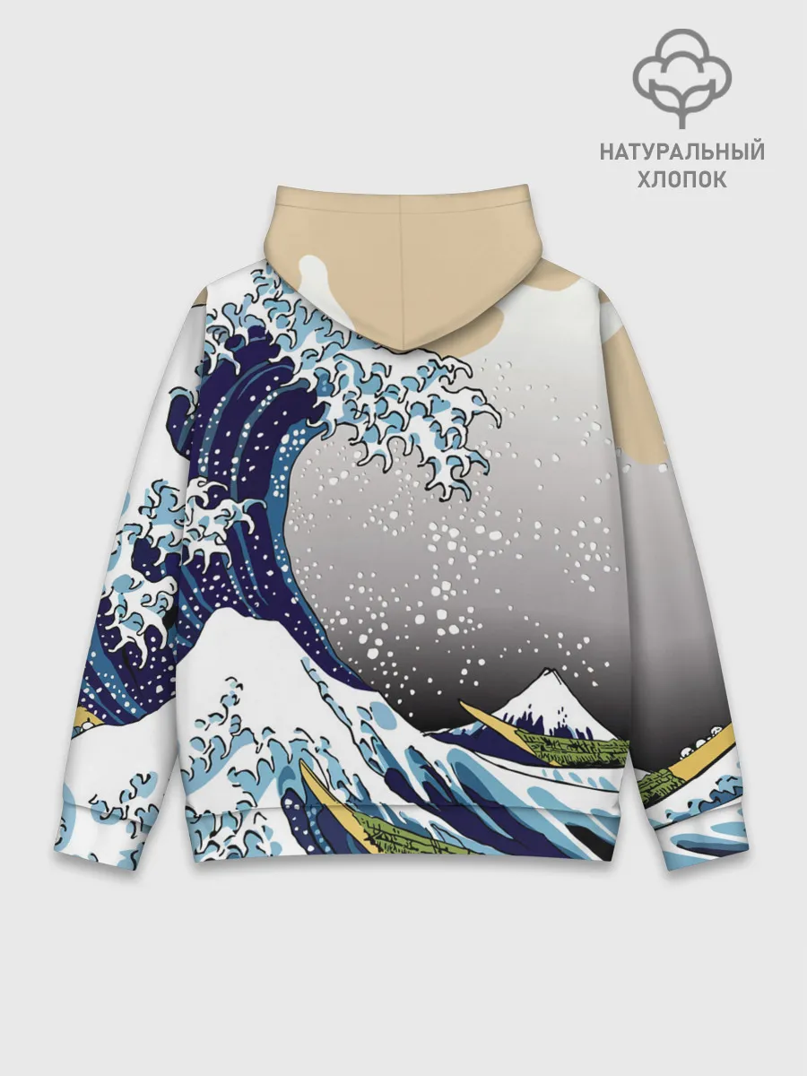 Худи мужской база хлопок / The great wave off kanagawa