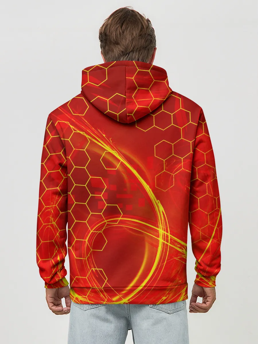 Худи мужской база хлопок / Неоновый Огонь