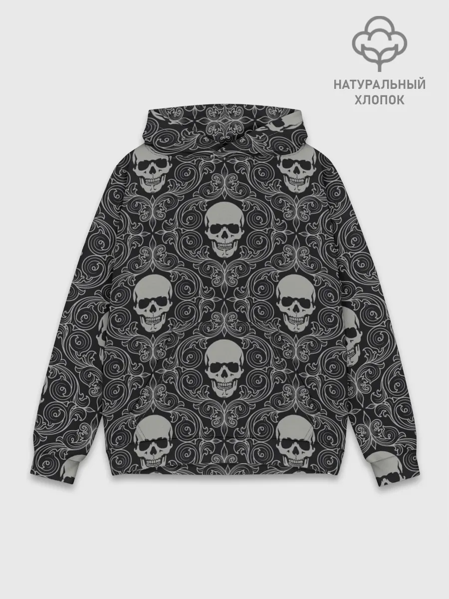 Худи мужской база хлопок / Орнамент Черепа