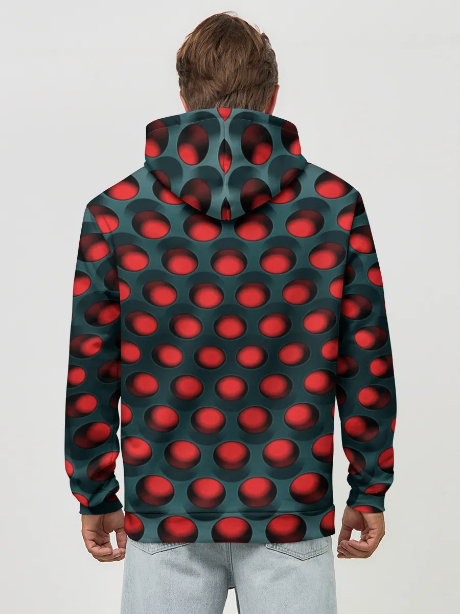 Худи мужской база хлопок / Раскалённый красный 3Д