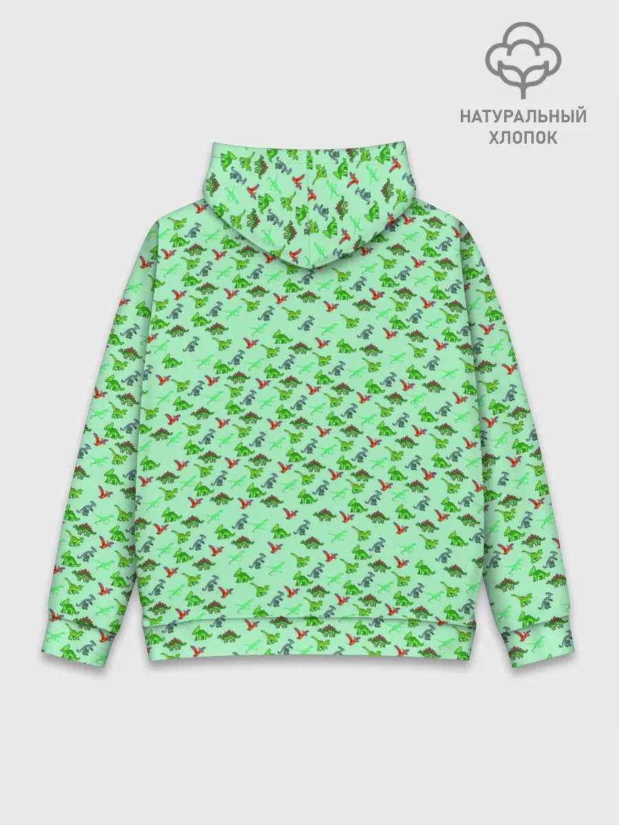 Худи мужской база хлопок / dinosaurs green
