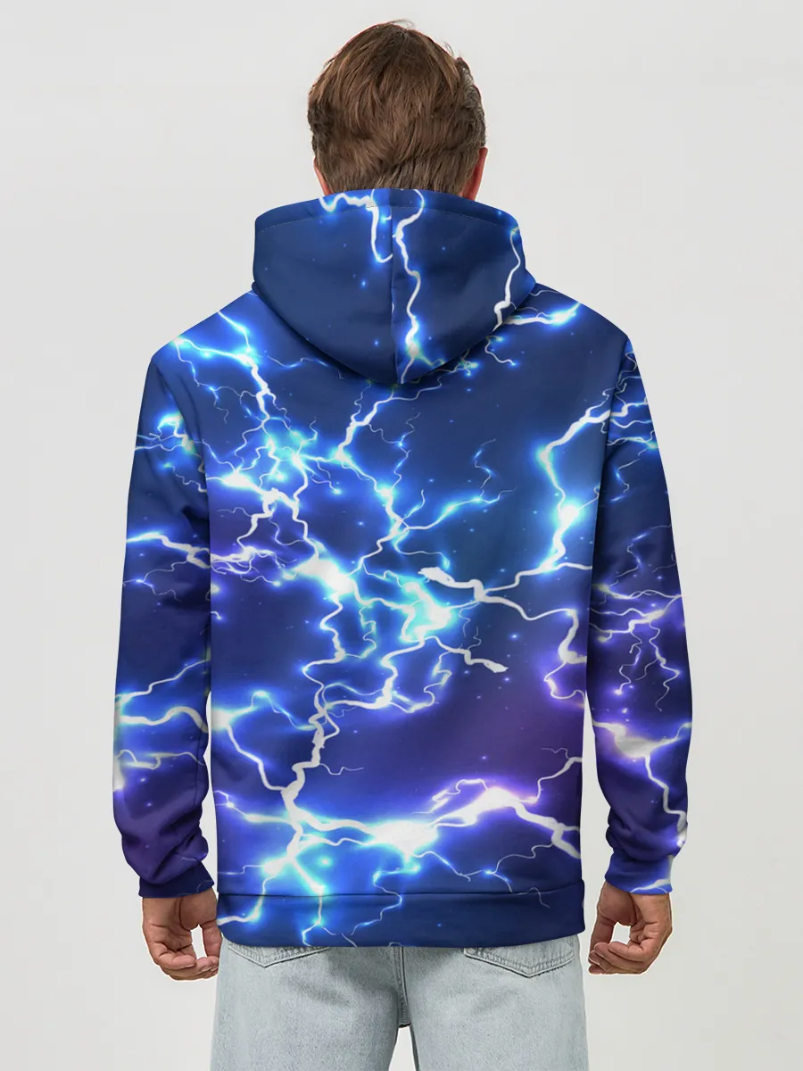 Худи мужской база хлопок / СВЕТЯЩИЕСЯ МОЛНИИ | NEON FLASH