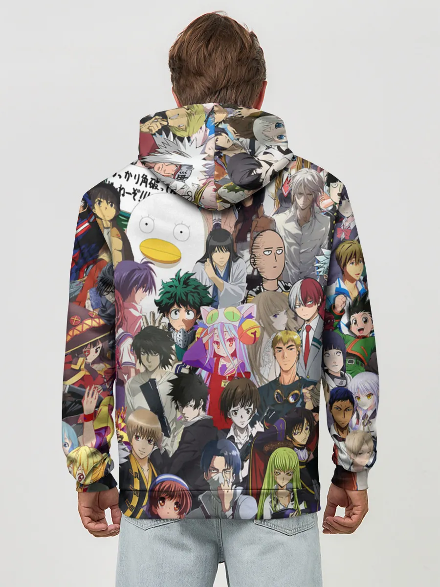 Худи мужской база хлопок / Кавалькада персонажей из аниме