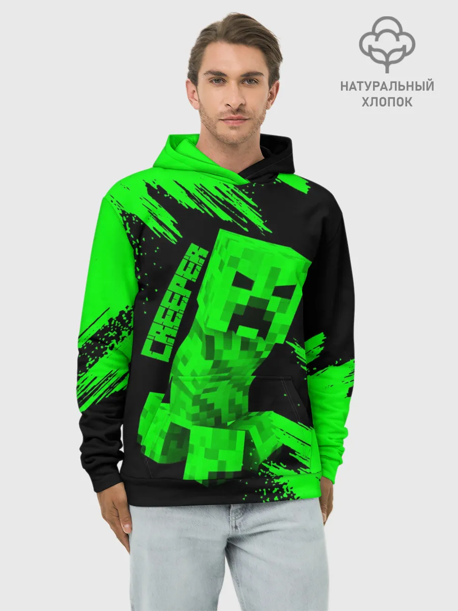 Худи мужской база хлопок / MINECRAFT CREEPER