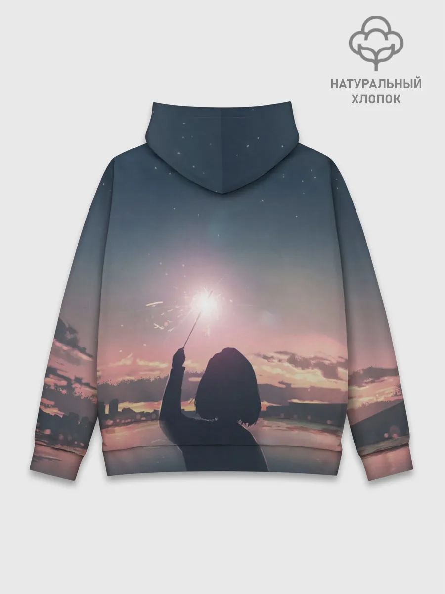 Худи мужской база хлопок / девушка свечение волшебство