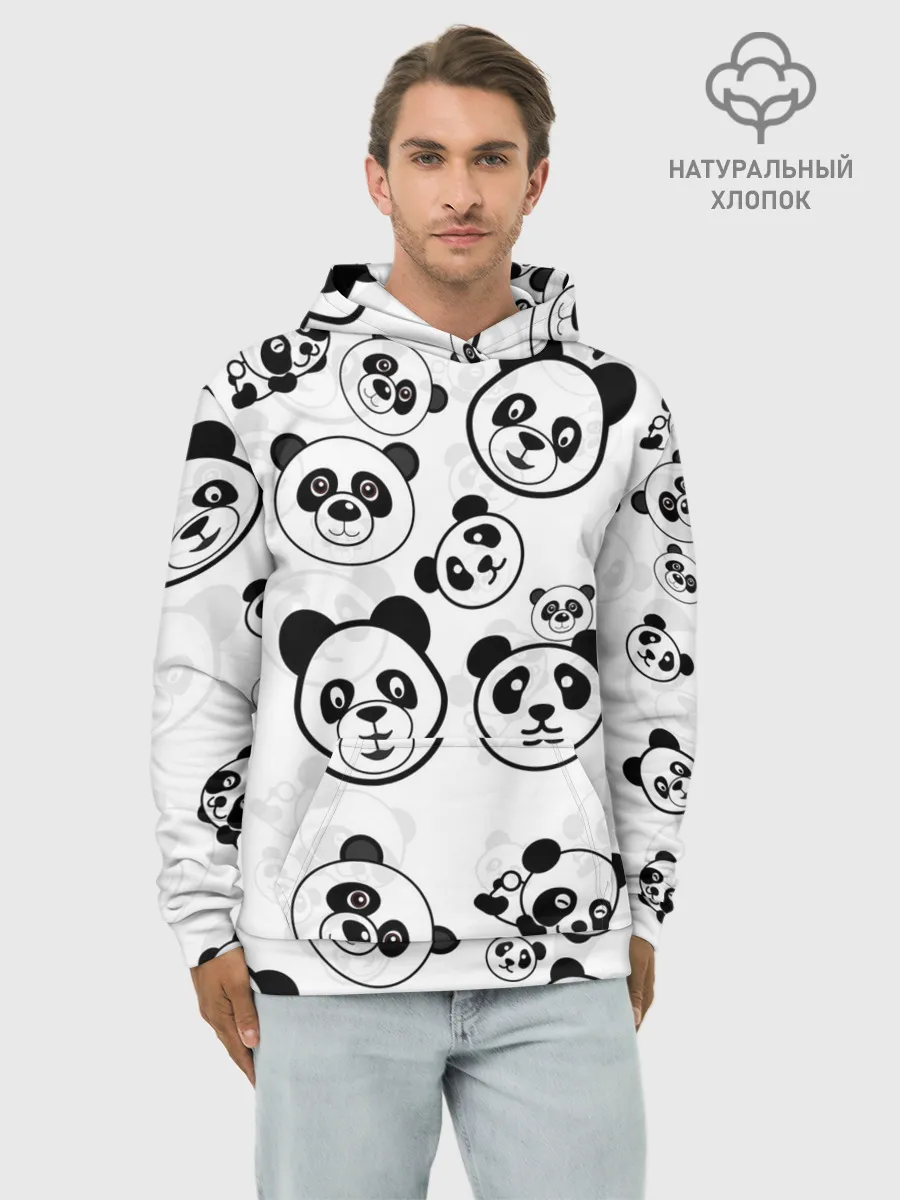 Худи мужской база хлопок / Панды