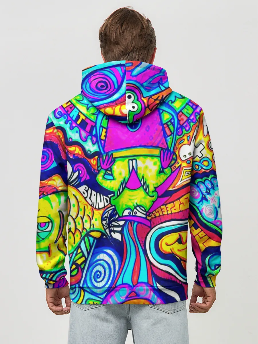 Худи мужской база хлопок / КИСЛОТНЫЕ РИСУНОК